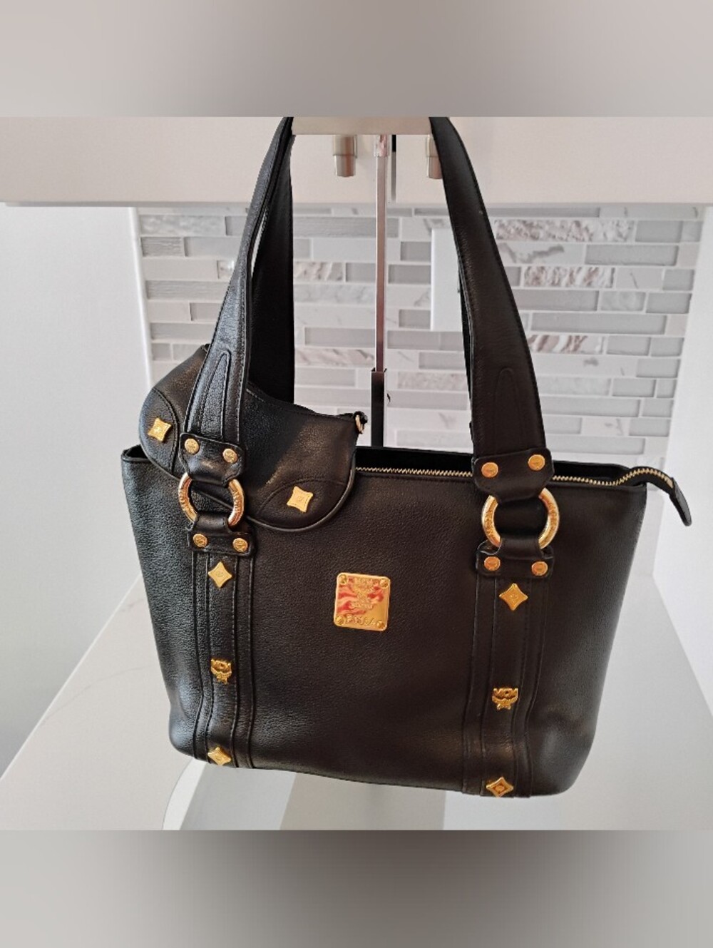 EUC 2fer MCM Satchel & Coin Purse GHW - Black Leather